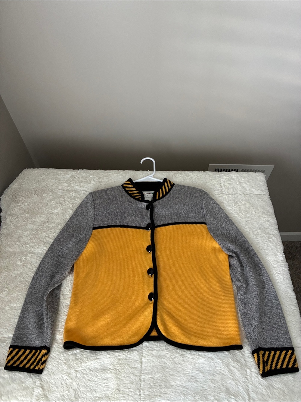 Mountaineer themed Yellow & Gray Button Cardigan Jacket